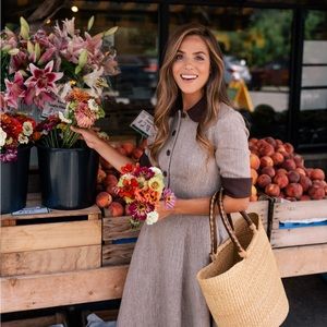 Gal Meets Glam Brown and tweed Midi Dress